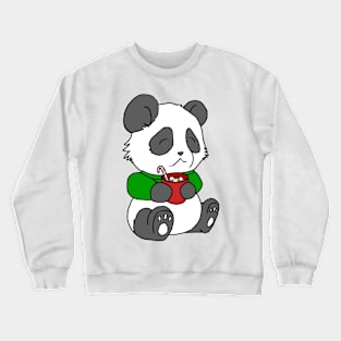 Christmas Panda Enjoying Hot Cocoa Crewneck Sweatshirt